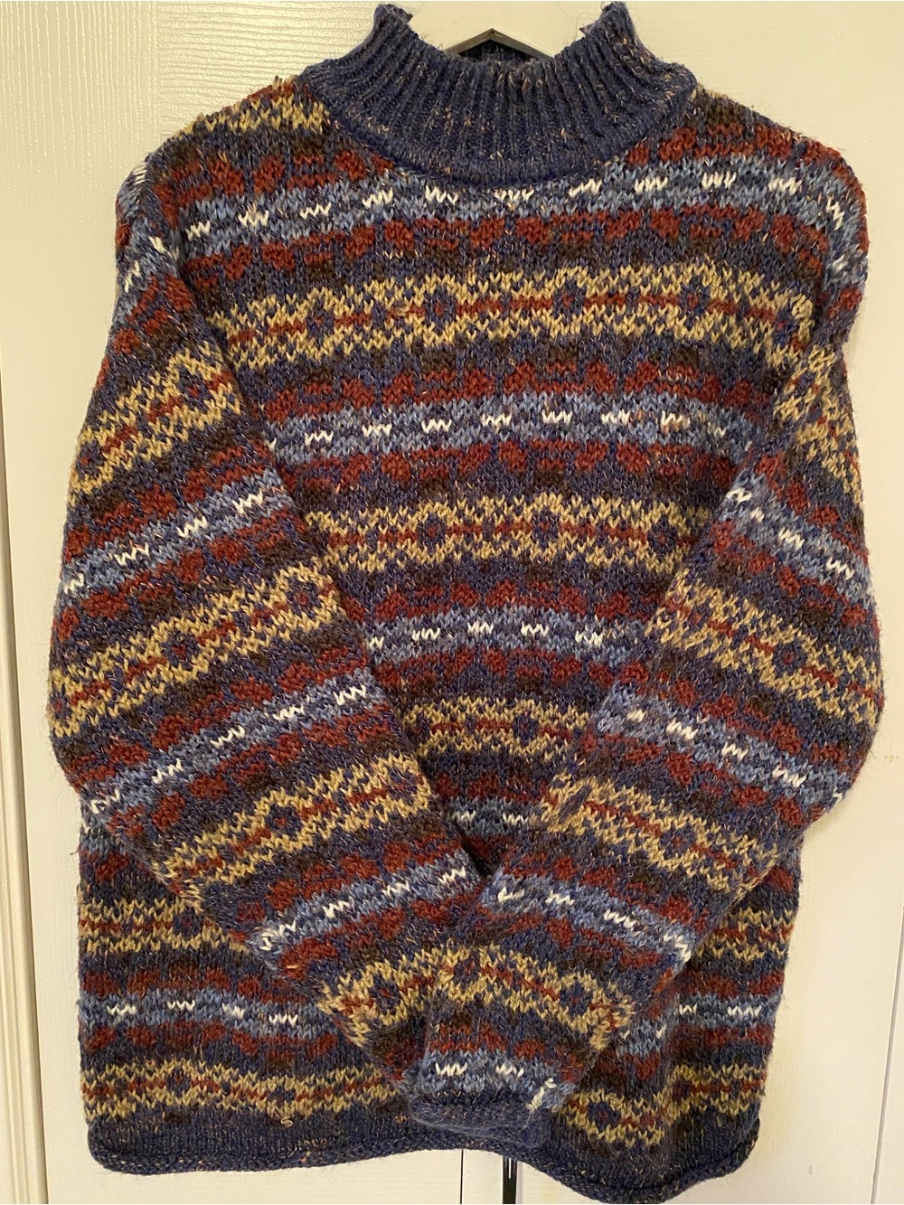 Carolyn Taylor Multicolor Fair Isle Mock Neck Sweater Nordic Pattern Size Small